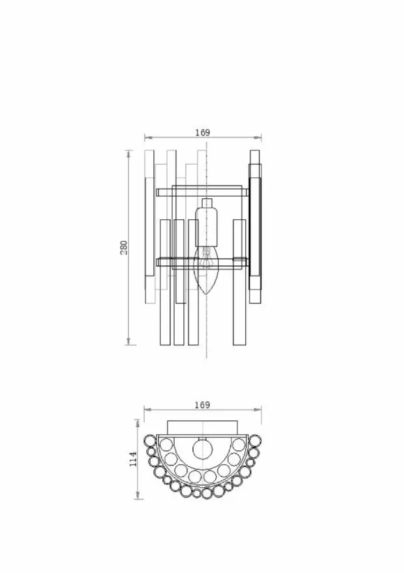 Схема размеров настенный светильник Maytoni Coliseo MOD135WL-01BS