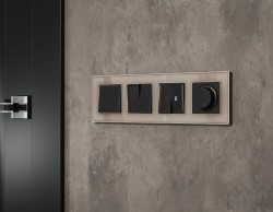 Комплект механизма 2-клавишного перекрестного выключателя 10A-250V Alfa Черный матовый Quant Ambrella Volt MA803030 (AP8030, VM125)