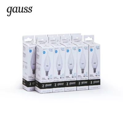 Лампа светодиодная Gauss E14 6W 4100K свеча на ветру матовая 34126