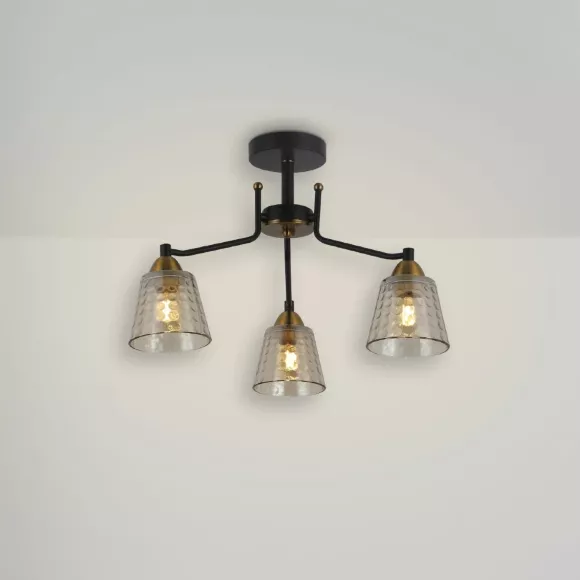 Люстра на штанге Freya Capella FR4017PL-03BBZ, Черный, Янтарный, Металл