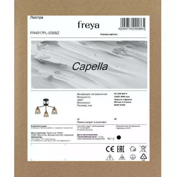 Люстра на штанге Freya Capella FR4017PL-03BBZ, Модерн, Черный
