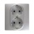 Розетка 2X2К+З Legrand Etika 16A 250V с/з со шторками безвинтовой зажим немецкий стандарт алюминий 672433