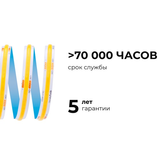 Светодиодная лента Apeyron 24В COB 15Вт/м 3000К 10м IP20 00-483
