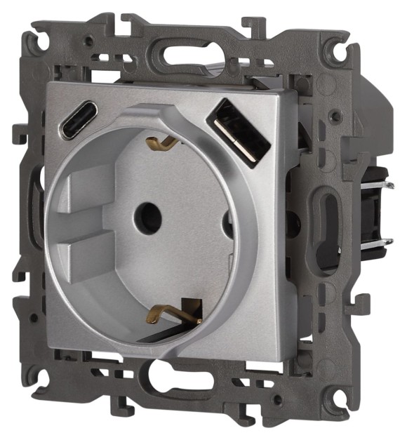 Розетка со шторками с USB type-A+C Эра Elegance 14-4108-03 Б0067741