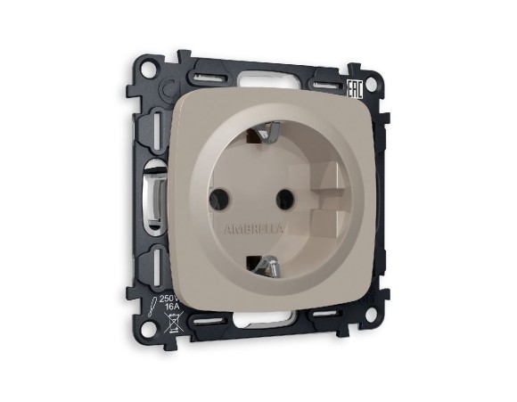 Комплект механизма розетки с/з на винтовых зажимах Ambrella Volt Omega MO366010