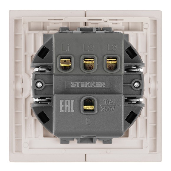 Выключатель 3-клавишный (механизм) Stekker Мия 250В 10А RSW10-3108-08 пудровый жемчуг 50474