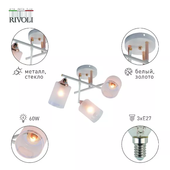 Потолочная люстра Rivoli Tammy 3162-303 Б0059258, Модерн, Белый, Металл