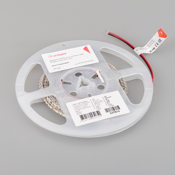 Светодиодная лента Arlight MICROLED-M182-4mm 24V Warm3000 (10 W/m, IP20, 2216, 5m) 037816