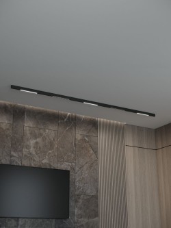 Трековая система со светильниками №8 трехфазная накладная Eldeko (48В, форма - прямая, 3м, 3000K) черная Hesby Lighting HSBL_kompl_E008_NI3B3K