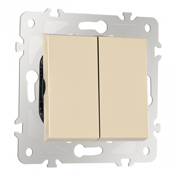 Выключатель двухклавишный проходной Arte Milano 203.32-2.shampan