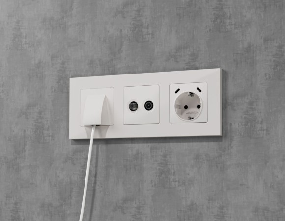 Лицевая панель Alfa (Белый матовый) для вывода кабеля Quant Ambrella Volt AP1358