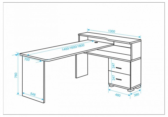 Стол письменный Домино СР-620/180 C MER_SR-620-180-C-N-LEV