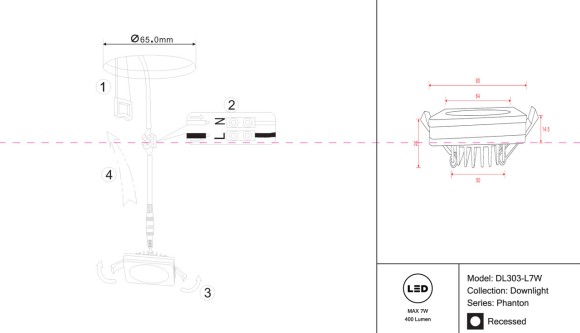 Встраиваемый светодиодный светильник Maytoni Phanton DL303-L7W