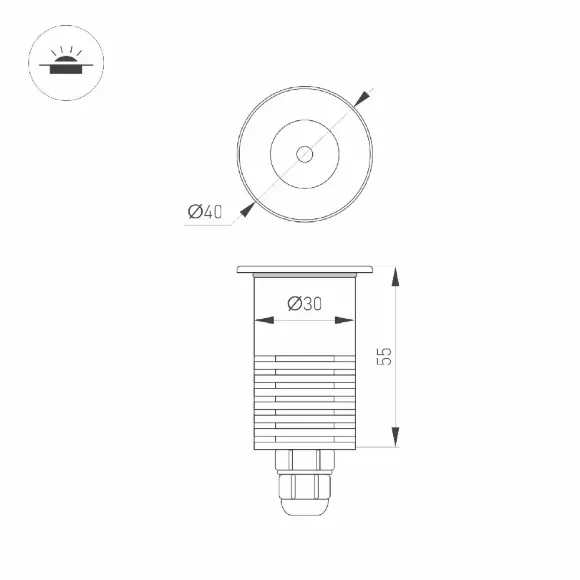 Грунтовый светильник Arlight ART-GROUND-R40-3W Warm3000 (SL, 36 deg, 24V) 048820 Грунтовый светильник Arlight ART-GROUND-R40-3W Warm3000 (SL, 36 deg, 24V) 048820