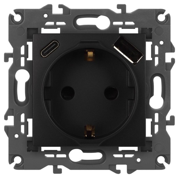 Розетка со шторками с USB type-A+C Эра Elegance 14-4108-05 Б0067724