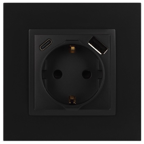 Розетка со шторками с USB type-A+C Эра Elegance 14-4108-05 Б0067724