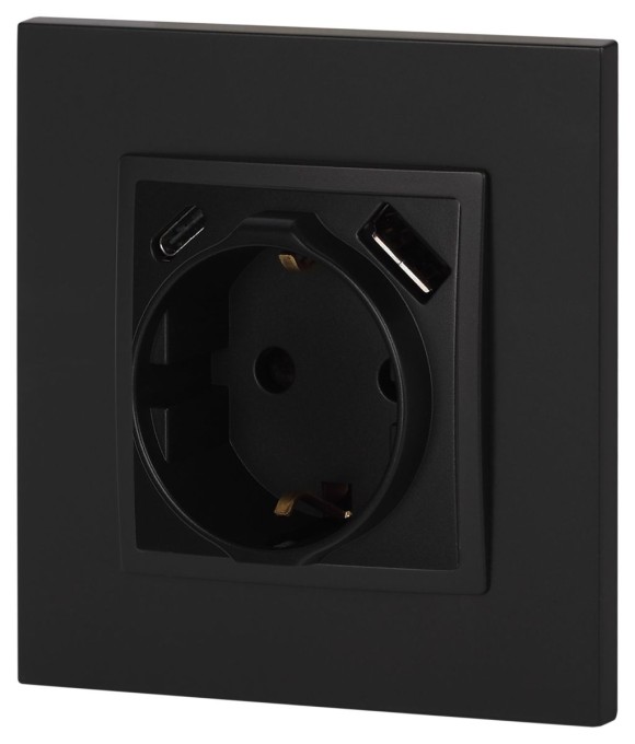 Розетка со шторками с USB type-A+C Эра Elegance 14-4108-05 Б0067724
