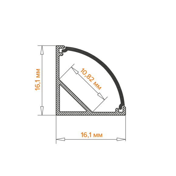 Профиль накладной Wolta WAP-S-16/16/2000-B