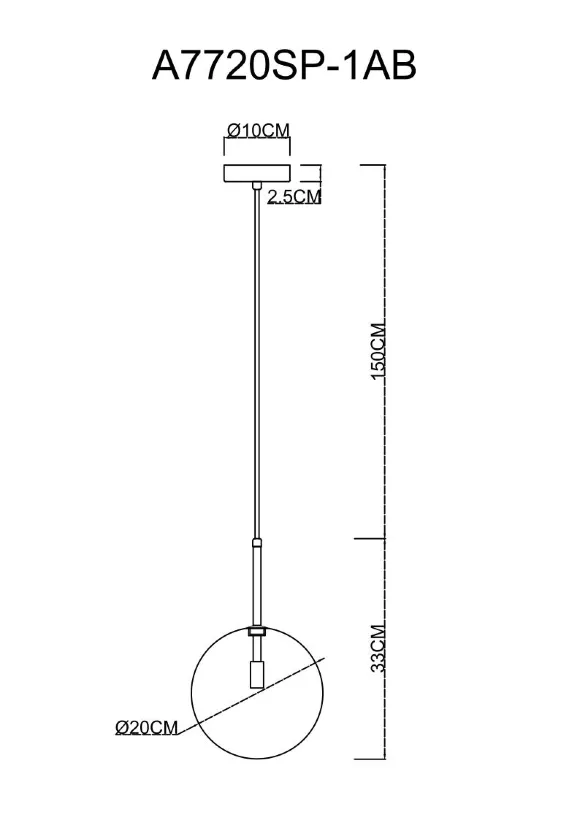 Подвесной светильник Arte Lamp Cameron A7720SP-1AB, Бронза, Прозрачный, Металл
