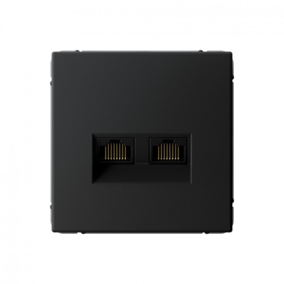 Розетка двойная компьютерная RJ45+RJ45, кат. 5е, механизм Systeme Electric ArtGallery Карбон GAL001085