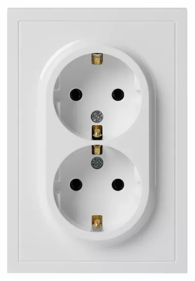 Розетка Эра Galaxy 15-2105-01 с заземлением двойная 2X2P+E Schuko со шторками IP20 16А-250В белый Б0070697
