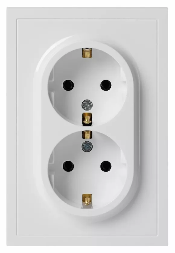Розетка Эра Galaxy 15-2105-01 с заземлением двойная 2X2P+E Schuko со шторками IP20 16А-250В белый Б0070697