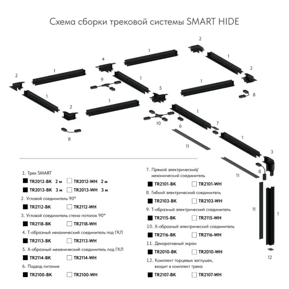 Подвод питания Denkirs Smart TR2100-WH, Белый