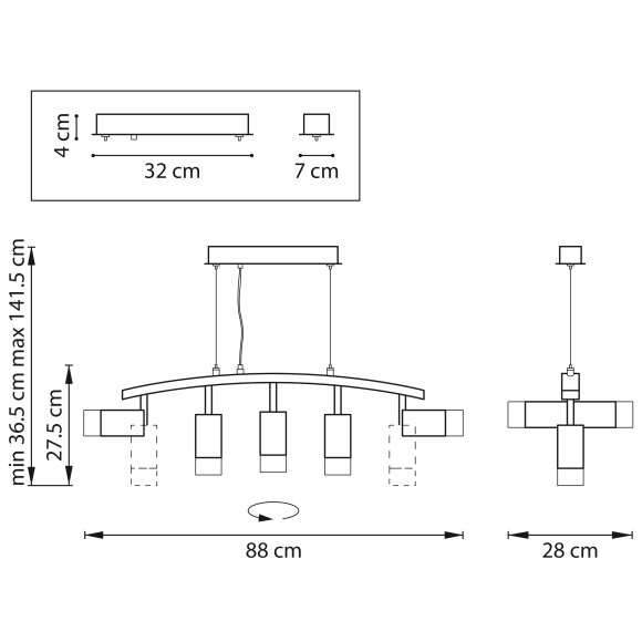 Подвесной светильник Lightstar Rullo LR7353751 (571735+214437-5+202431-5)