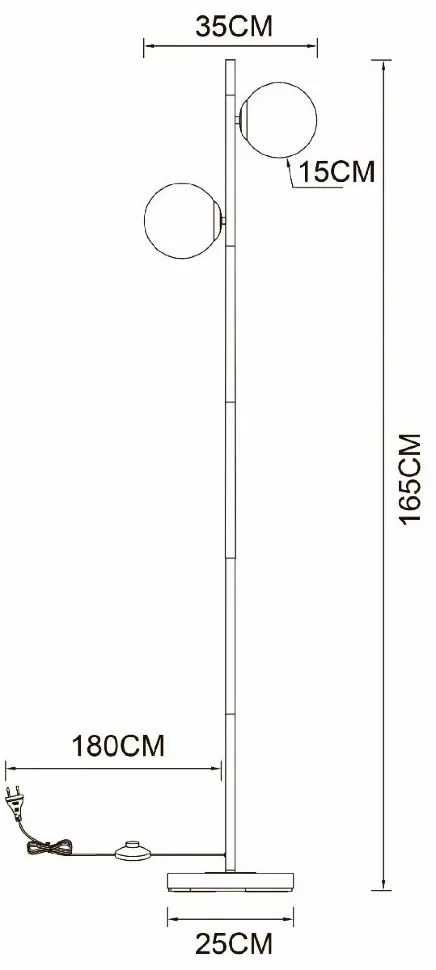 Торшер Arte Lamp Alcor A2224PN-2BK, вид сбоку