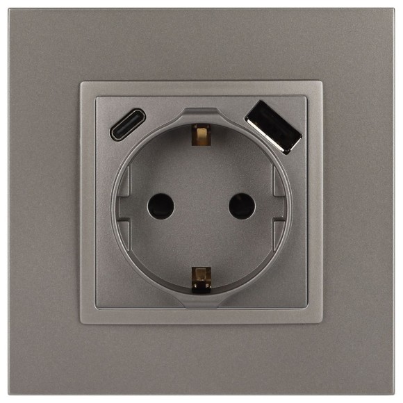 Розетка со шторками с USB type-A+C Эра Elegance 14-4108-16 Б0067695