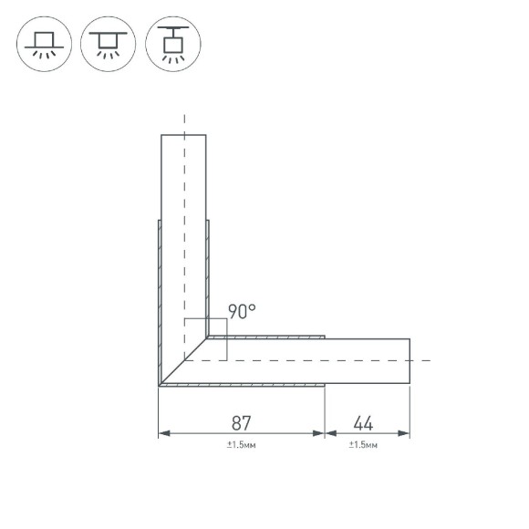 Угол Arlight PLS-LOCK-H25-L90 BLACK (с экраном MAT-L) 031268