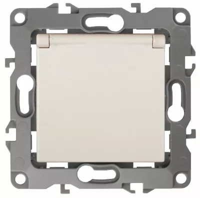 Розетка 2P+E Schuko со шторками с крышкой Эра 12-2103-02 Б0014694