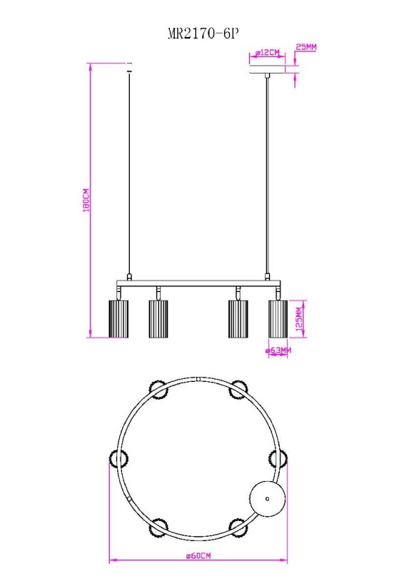 Подвесная люстра Myfar Alex MR2170-6P