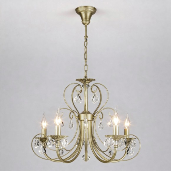 Подвесная люстра Eurosvet Alda 3305/5 латунь/прозрачный хрусталь Strotskis a072114
