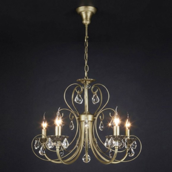 Подвесная люстра Eurosvet Alda 3305/5 латунь/прозрачный хрусталь Strotskis a072114