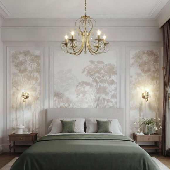 Подвесная люстра Eurosvet Alda 3305/5 латунь/прозрачный хрусталь Strotskis a072114