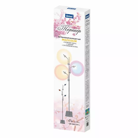 Торшер Uniel ULM-T641 3x2W/3000K CHROME MULTICOLOR UL-00012153, упаковка