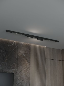 Трековая система со светильниками №7 трехфазная накладная Eldeko (48В, форма - прямая, 2м, 4000K) черная Hesby Lighting HSBL_kompl_E007_NI2B4K