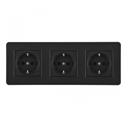 Розетка тройная (трехпостовая) с/з и шторками Arte Milano SET16-3-40-1x3 black