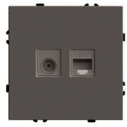 Розетка TV + компьютерная RJ-45 (механизм) Stekker Эмили RST00-5106-09 антрацит soft touch