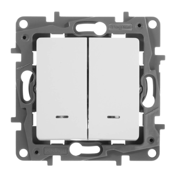 Переключатель двухклавишный Legrand Etika с подсветкой 10A 250V антрацит 672616