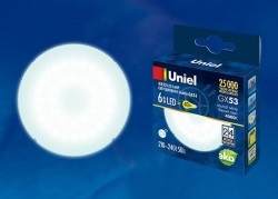 Лампа светодиодная (UL-00001669) Uniel GX53 6W 4000K матовая LED-GX53-6W/NW/GX53/FR PLZ01WH