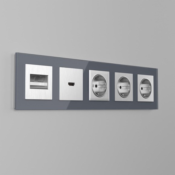 Розетка с заземлением и шторками Werkel cеребряный рифленый W1171109 4690389159725