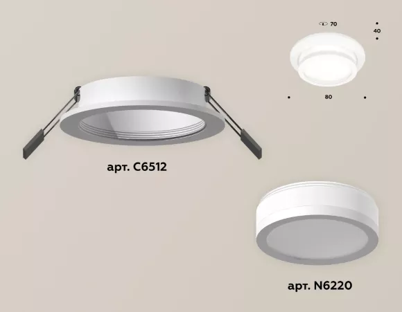 Встраиваемый светильник Ambrella Light Techno Spot XC6512060 (C6512, N6220), Белый, Металл, Акрил