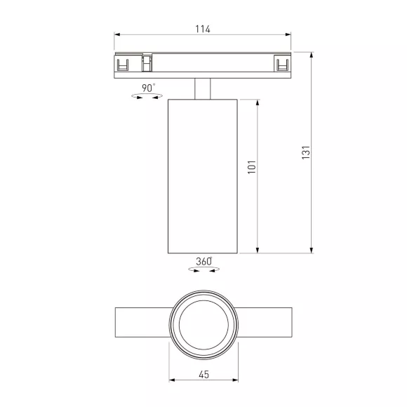 Схема размеров трековый магнитный светильник Elektrostandard Line Magnetic 85525/01 4690389220630 a072699