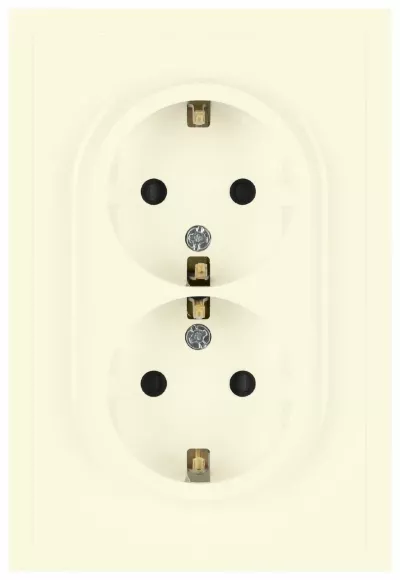 Розетка Эра Galaxy 15-2105-02 с заземлением двойная 2X2P+E Schuko со шторками IP20 16А-250В слоновая кость Б0070699