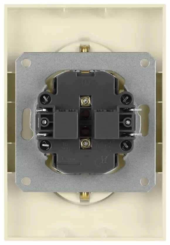 Розетка Эра Galaxy 15-2105-02 с заземлением двойная 2X2P+E Schuko со шторками IP20 16А-250В слоновая кость Б0070699