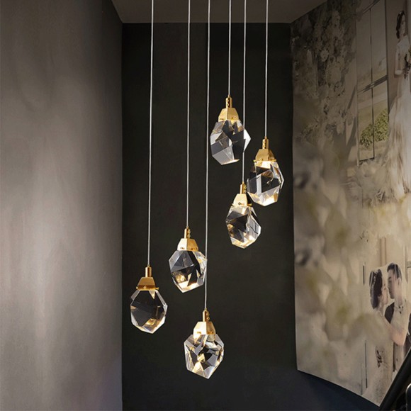 Подвесной светильник Delight Collection Crystal rock II 9701P/6R brass