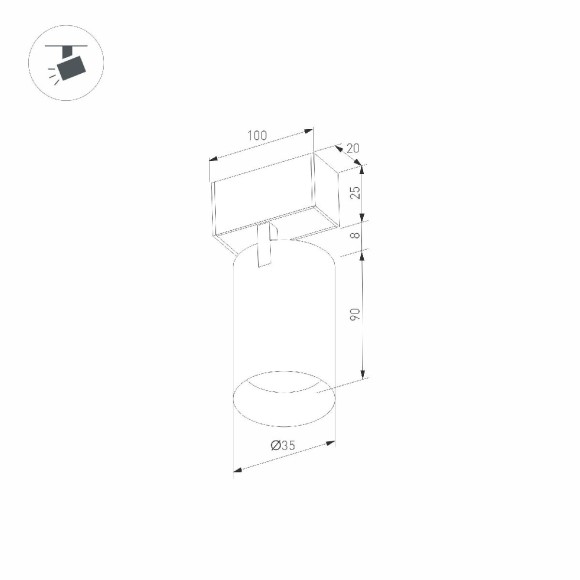 Трековый магнитный светильник Arlight MAG-SPOT-25-R90-9W Day4000 (BK, 30 deg, 24V, DALI) 046300