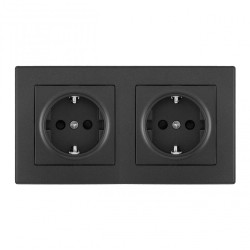 Розетка двойная (двухпостовая) с/з и шторками Arte Milano SET06-2-40-1x2 black